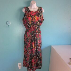VINTAGE NEW! Zashi Print Maxi Dress Size S Sheer Summer Long Sundress NWT